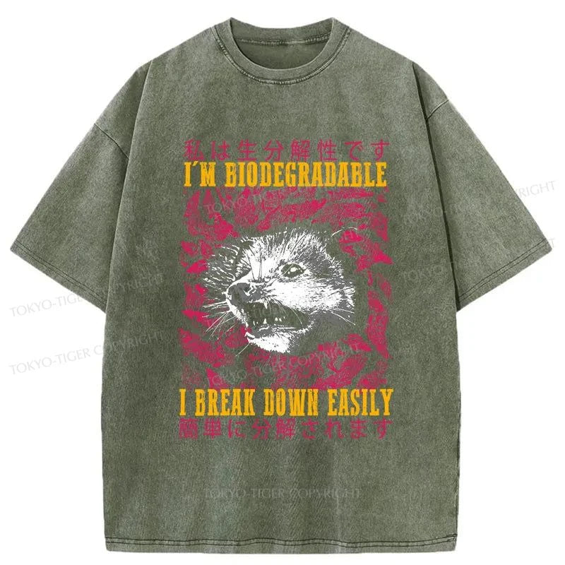 Tokyo-Tiger An Easily Breakable Opossum Washed T-Shirt