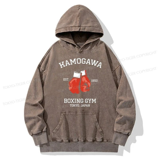 Tokyo-Tiger Retro Boxing Gloves Manga Anime Washed Hoodie