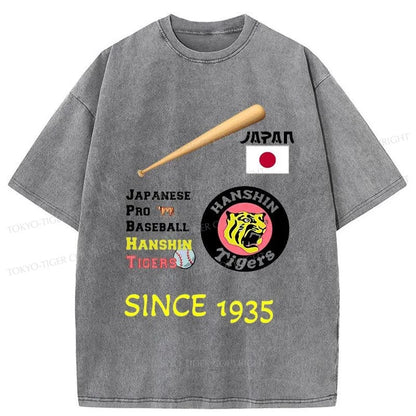 Tokyo-Tiger Japanese Professional Baseball Team Washed T-Shirt