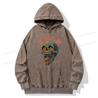 Tokyo-Tiger Terrifying And Disgusting Skull Washed Hoodie