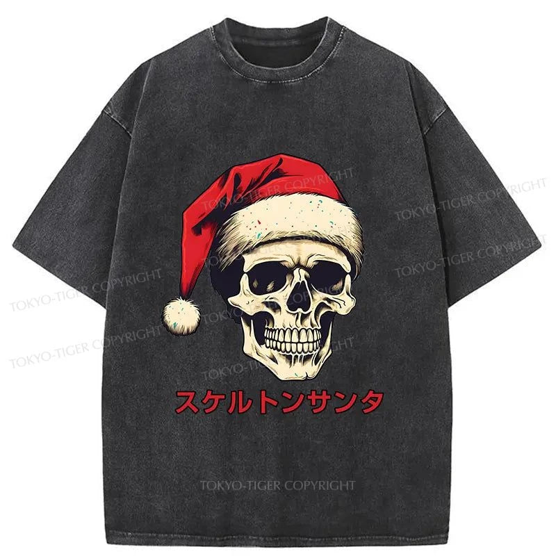 Tokyo-Tiger Skeleton Santa Claus Japanese Washed T-Shirt