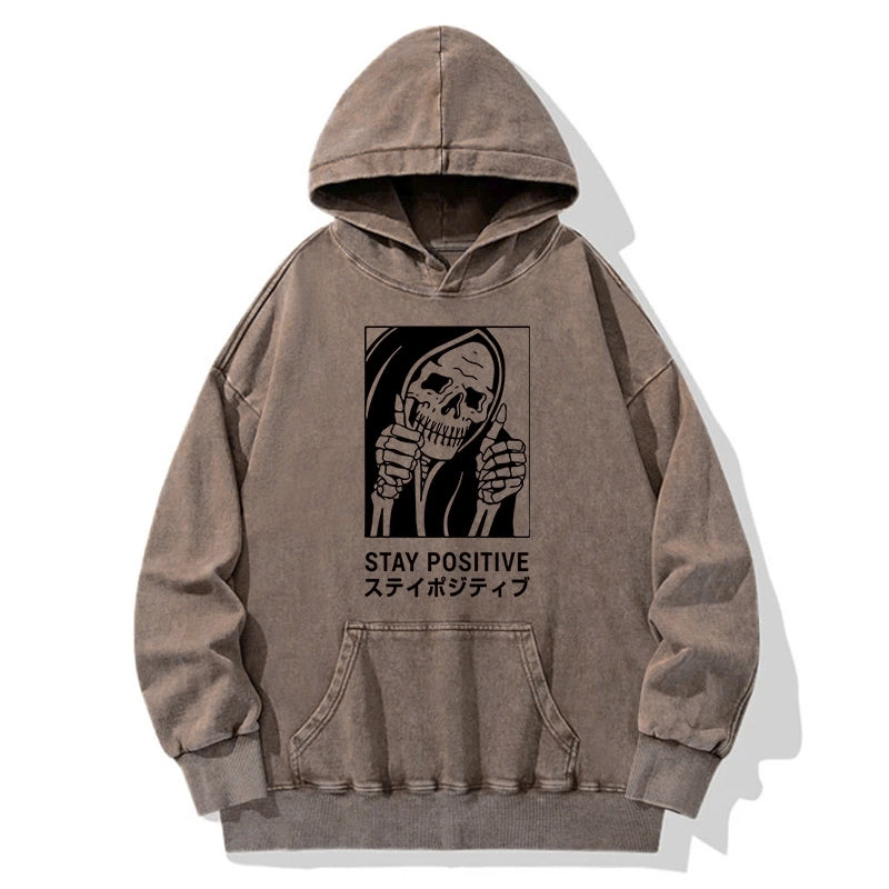 Tokyo-Tiger Stay Positive Skeleton Washed Hoodie