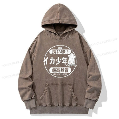 Tokyo-Tiger Ika Squid Boy Restaurant Washed Hoodie