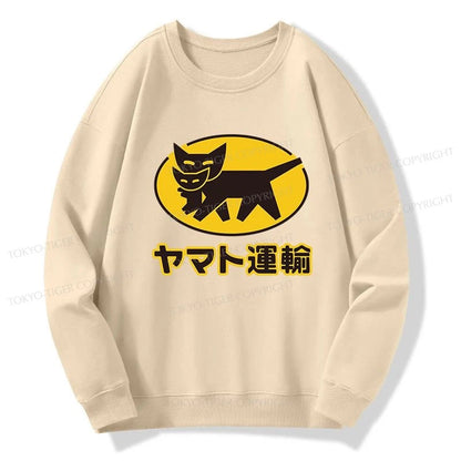 Tokyo-Tiger Black Cat Transport Pattern Japan Sweatshirt