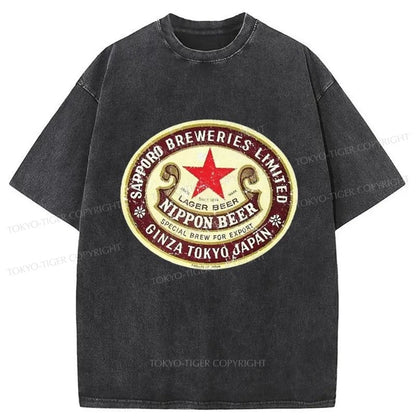 Tokyo-Tiger Nippon Beer Japanese Washed T-Shirt