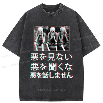 Tokyo-Tiger Three Decadent Skulls Washed T-Shirt