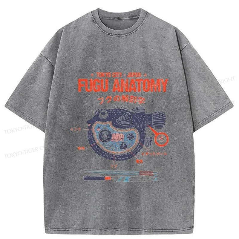 Tokyo-Tiger Fugu Anatomy Washed T-Shirt