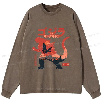 Tokyo-Tiger King of the Monsters Washed Long Sleeve T-Shirt