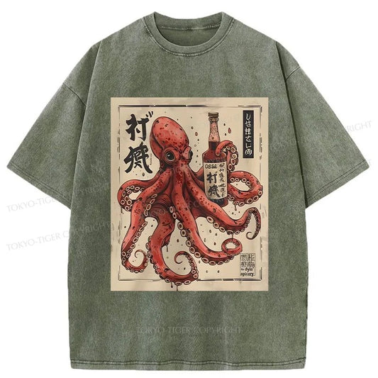 Tokyo-Tiger Osaka Saké Octopus Washed T-Shirt