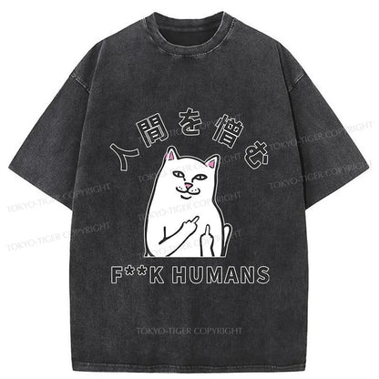 Tokyo-Tiger Cats That Hate People Washed T-Shirt