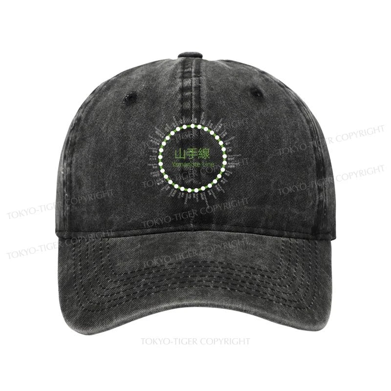 Tokyo-Tiger Yamanote Line Stations Circle Washed Cap