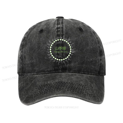 Tokyo-Tiger Yamanote Line Stations Circle Washed Cap