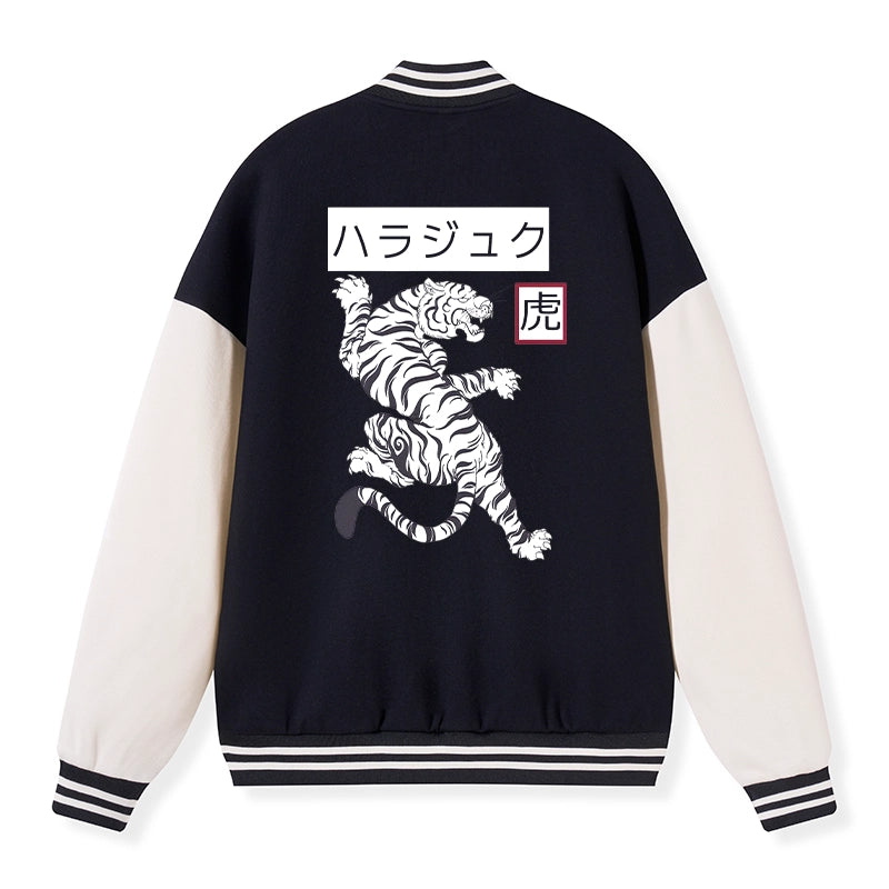 Tokyo-Tiger White Tiger Embroidery Varsity Jacket