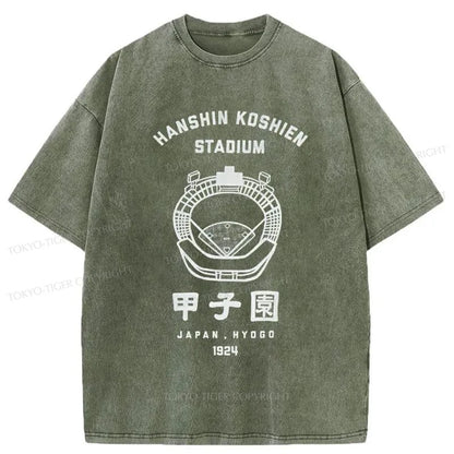 Tokyo-Tiger Baseball Stadiums In Japan Washed T-Shirt