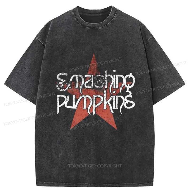 Tokyo-Tiger Smashing Pumpkins Logo Washed T-Shirt