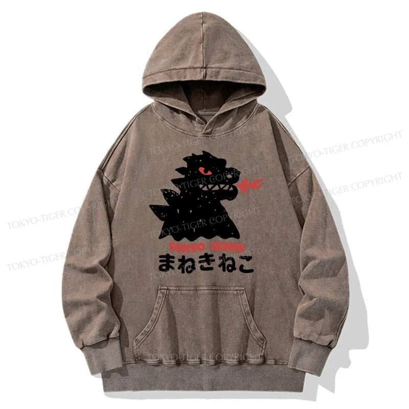 Tokyo-Tiger Japanese Fortune Cat Washed Hoodie