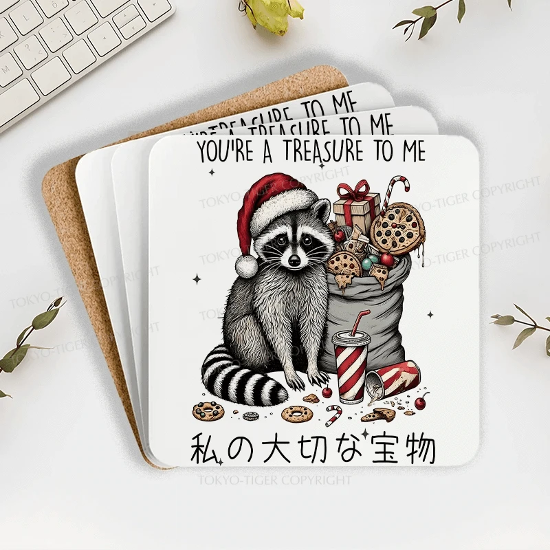 Tokyo-Tiger Cute Raccoon Christmas Coaster