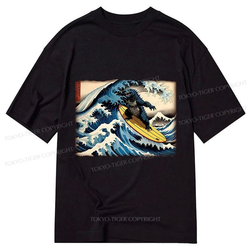 Tokyo-Tiger Dinosaur Surfing Japanese Classic T-Shirt