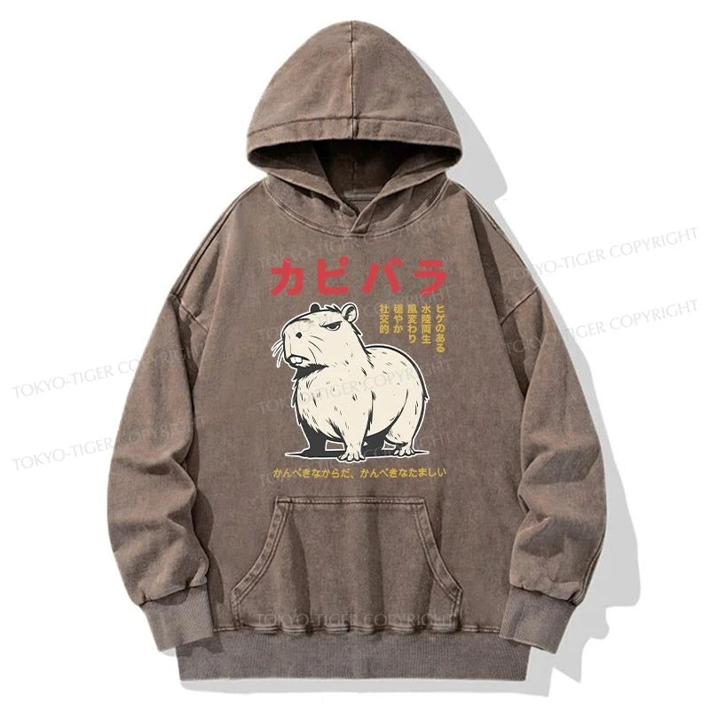 Tokyo-Tiger Angry Capybara Japan Washed Hoodie