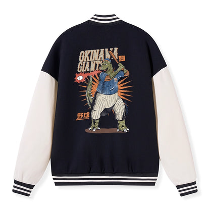 Tokyo-Tiger OKINAWA GIANTS Dinosaur Embroidery Varsity Jacket