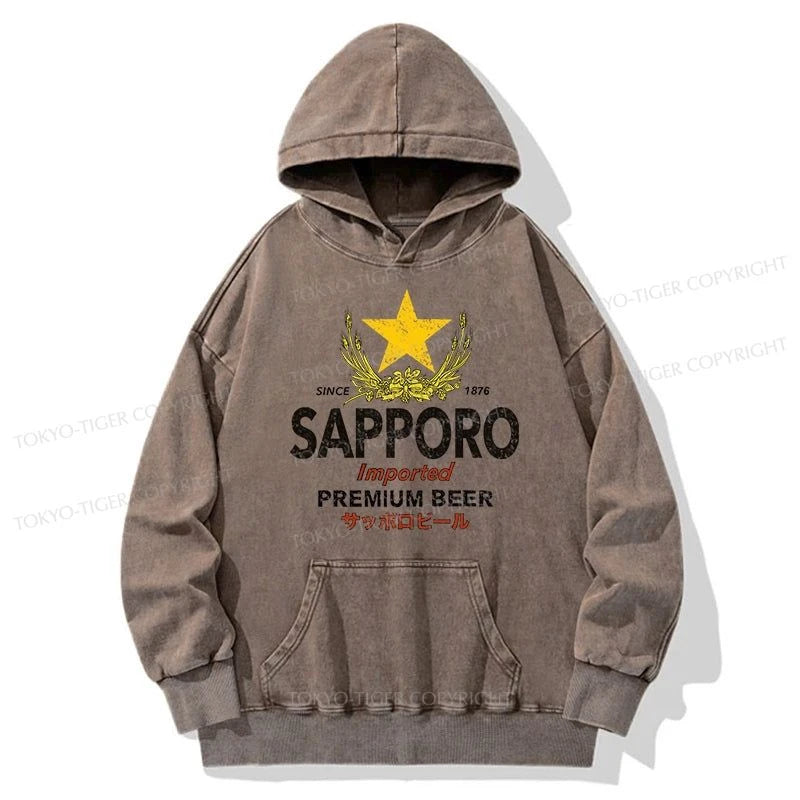 Tokyo-Tiger Sapporo Beer Star Japanese Washed Hoodie