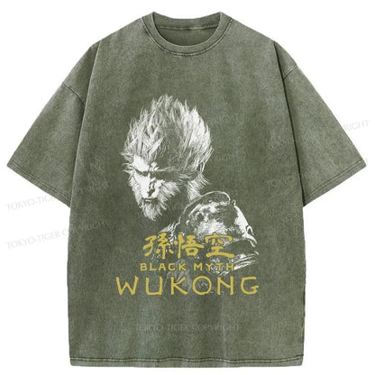 Tokyo-Tiger Retro Wukong Washed T-Shirt