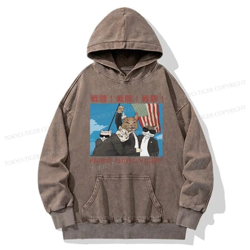 Tokyo-Tiger Fight Cat Japanese Washed Hoodie