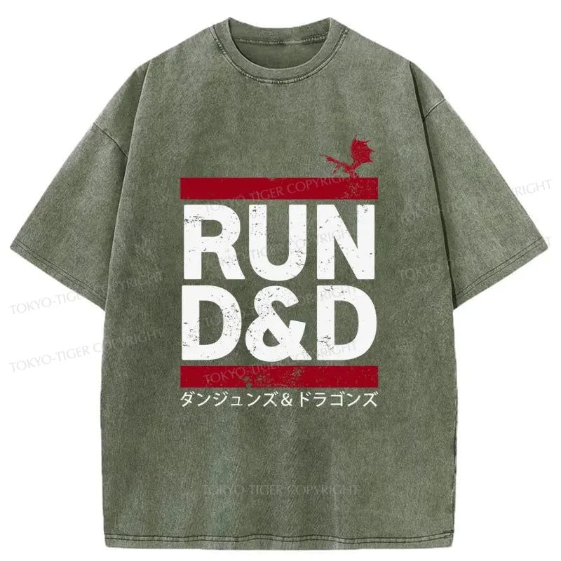 Tokyo-Tiger Run D&D Game Japanese Washed T-Shirt