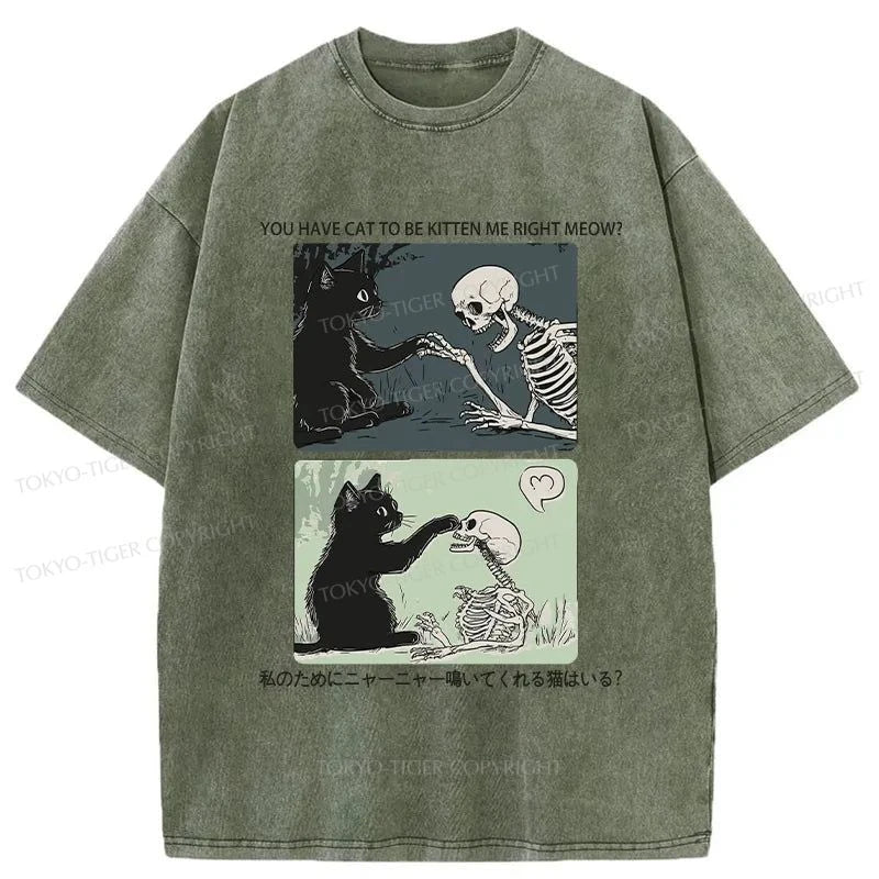 Tokyo-Tiger Gentle Cat Japanese Washed T-Shirt