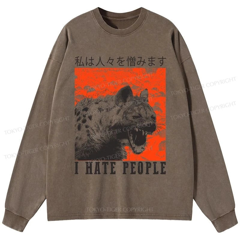 Tokyo-Tiger A Hyena That Hates Humans Washed Long Sleeve T-Shirt