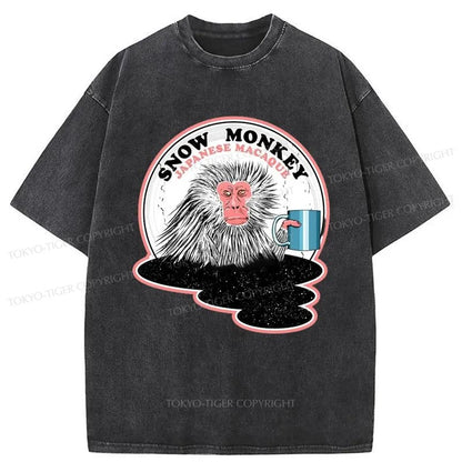 Tokyo-Tiger Macaque Snow Monkey Japanese Washed T-Shirt