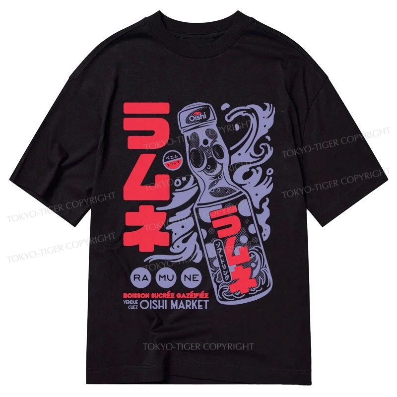 Tokyo-Tiger Ramune Print Japanese Classic T-Shirt