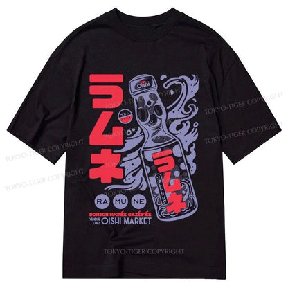 Tokyo-Tiger Ramune Print Japanese Classic T-Shirt