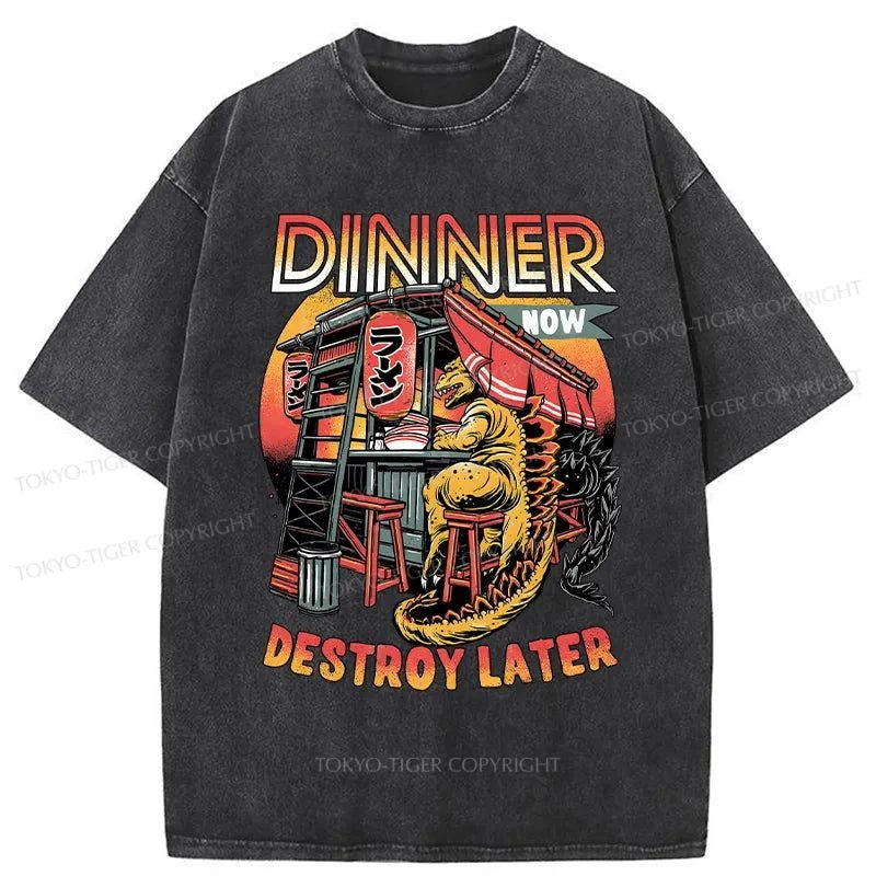 Tokyo-Tiger Dinner Now Destroy Later Washed T-Shirt