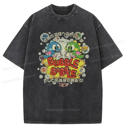 Tokyo-Tiger Kawaii Monster Dinosaur Washed T-Shirt