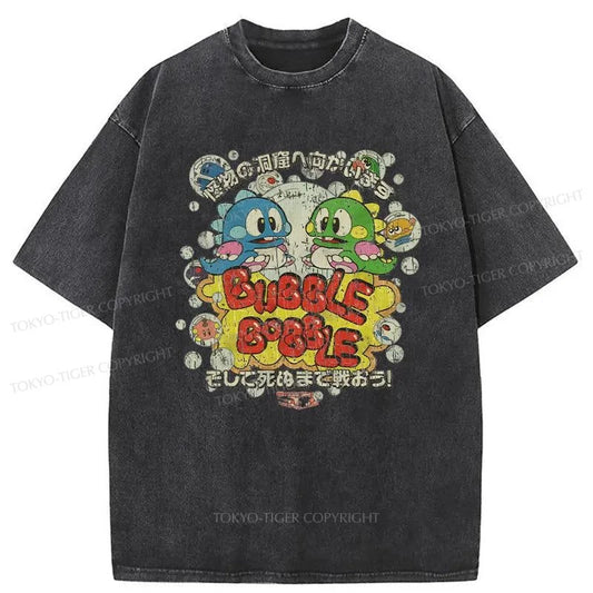 Tokyo-Tiger Kawaii Monster Dinosaur Washed T-Shirt