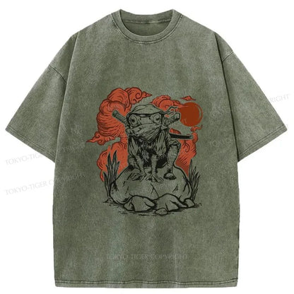 Tokyo-Tiger Ninja Frog Japanese Washed T-Shirt