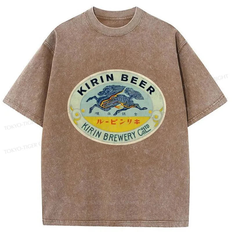 Tokyo-Tiger Kirin Beer Logo Washed T-Shirt