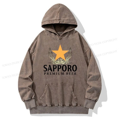 Tokyo-Tiger Sapporo Beer Logo Japanese Washed Hoodie