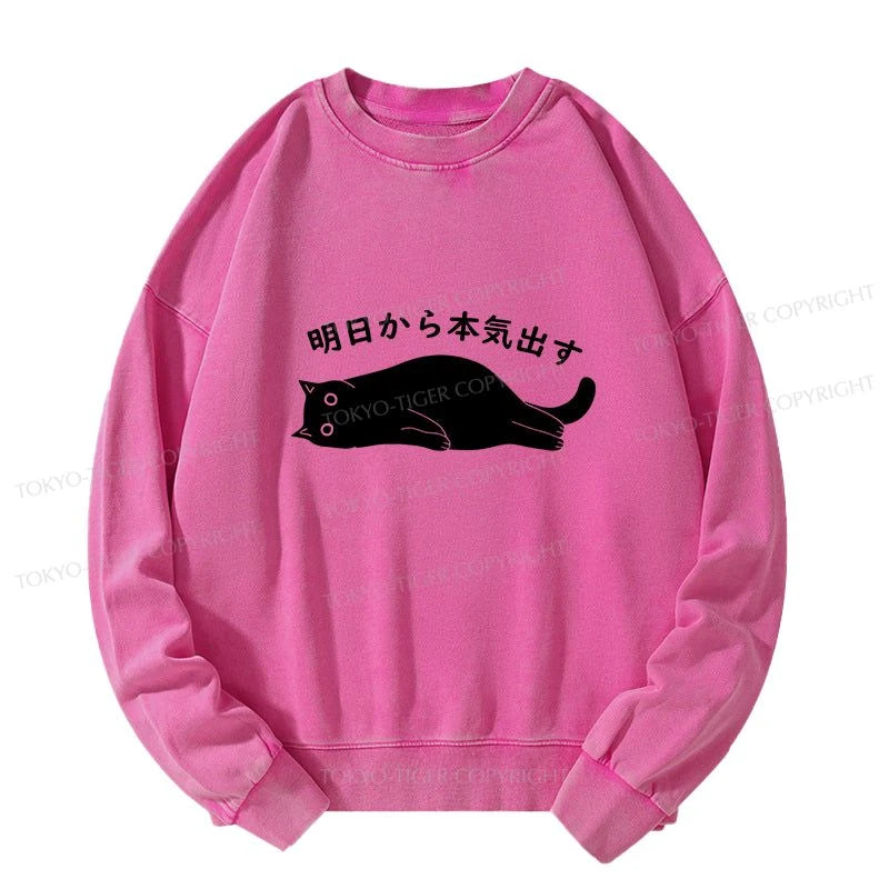 Tokyo-Tiger I'm Going To Get Serious Tomorrow Washed Sweatshirt