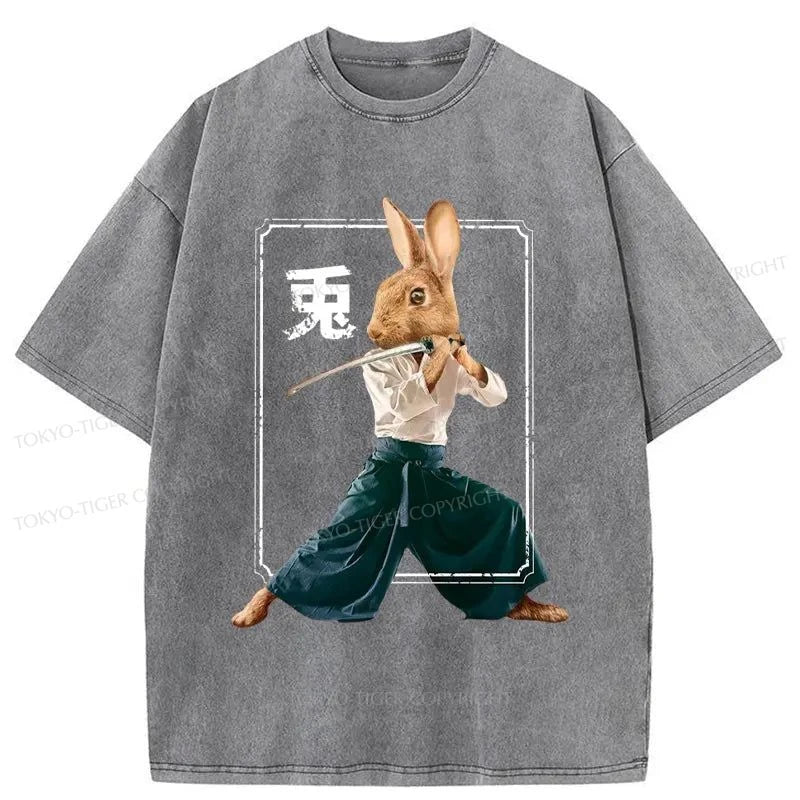 Tokyo-Tiger Japanese Rabbit Ninja Washed T-Shirt