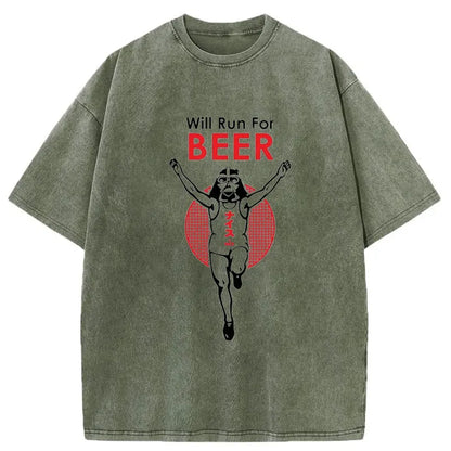 Tokyo-Tiger Will Run For Beer Japanese Washed T-Shirt