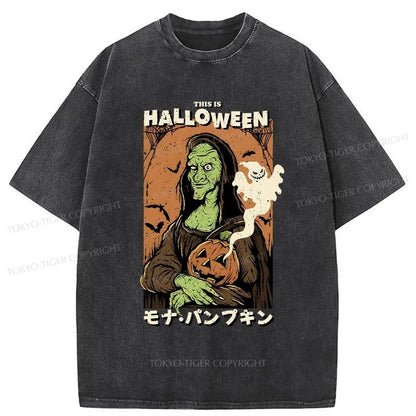 Tokyo-Tiger Mona Lisa Smile On Halloween Washed T-Shirt