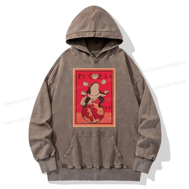 Tokyo-Tiger Wakusei Frog Funny Washed Hoodie