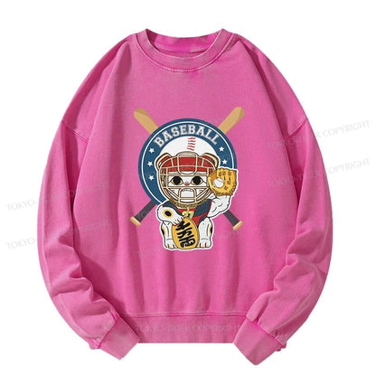 Tokyo-Tiger Janpaese Baseball Cat Washed Sweatshirt