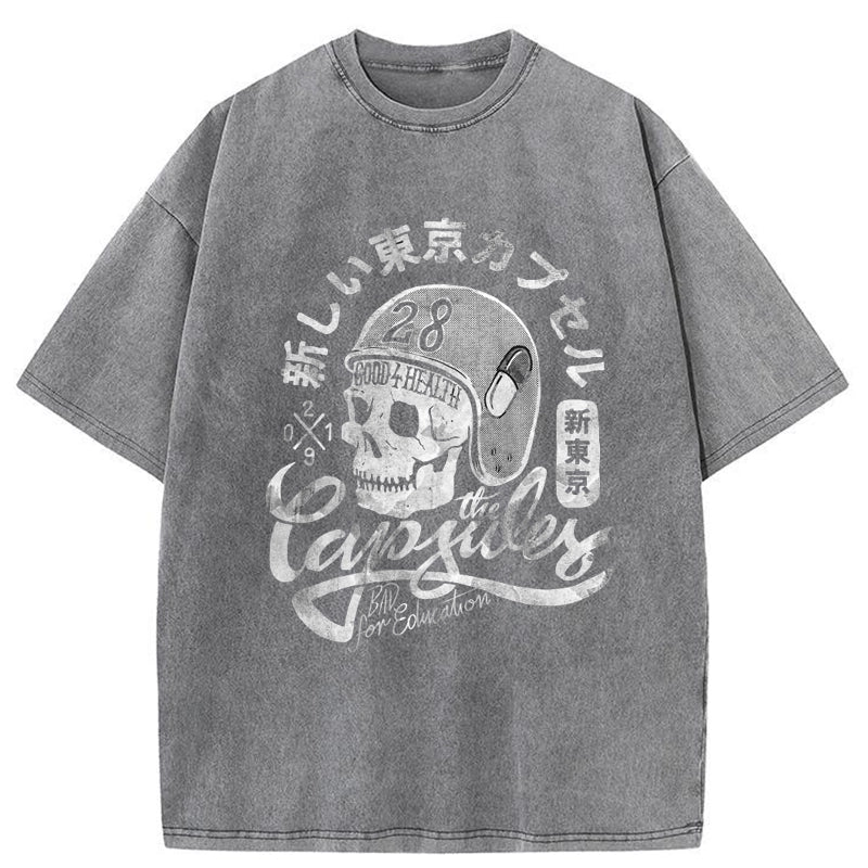 Tokyo-Tiger The Capsules Skull Japanese Washed T-Shirt