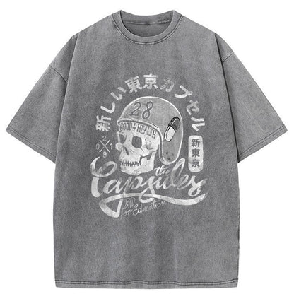 Tokyo-Tiger The Capsules Skull Japanese Washed T-Shirt