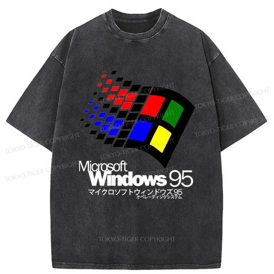 Tokyo-Tiger Windows 95 Logo Washed T-Shirt