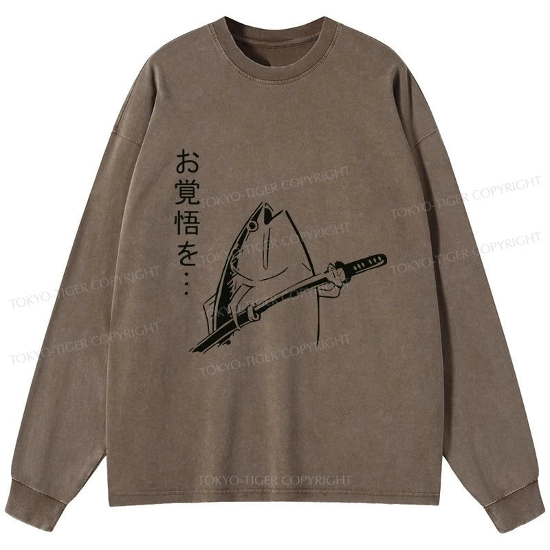 Tokyo-Tiger The Fish With The Knife Japanese Washed Long Sleeve T-Shirt