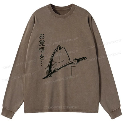 Tokyo-Tiger The Fish With The Knife Japanese Washed Long Sleeve T-Shirt